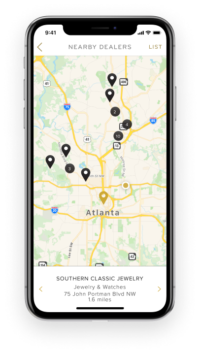 Geolocation functionality allows 1stdibs shoppers to find dealers and galleries near them.
