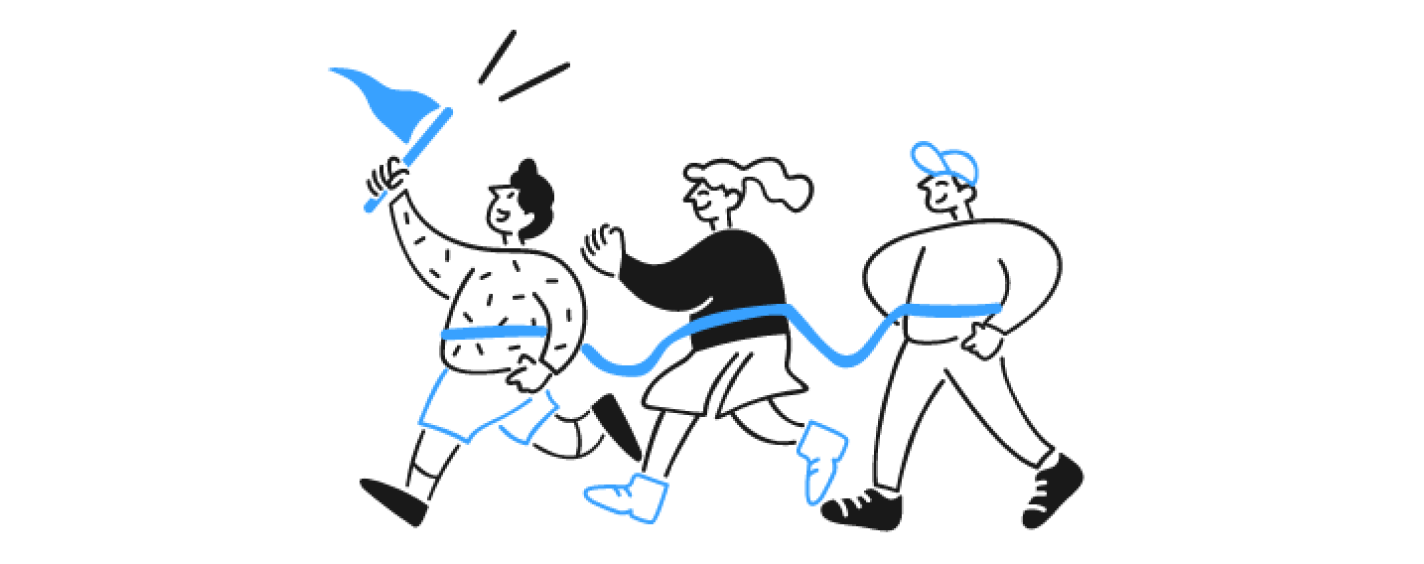 Illustration of a leader showing the way, representing clearly directing users to the new design benefits.