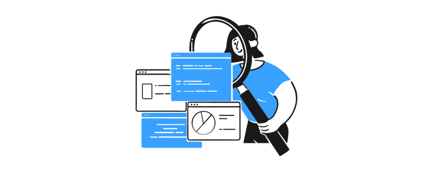 Illustration representing usability testing a website.
