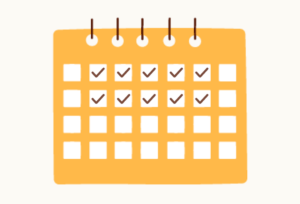 Illustration of a calendar with two weeks marked