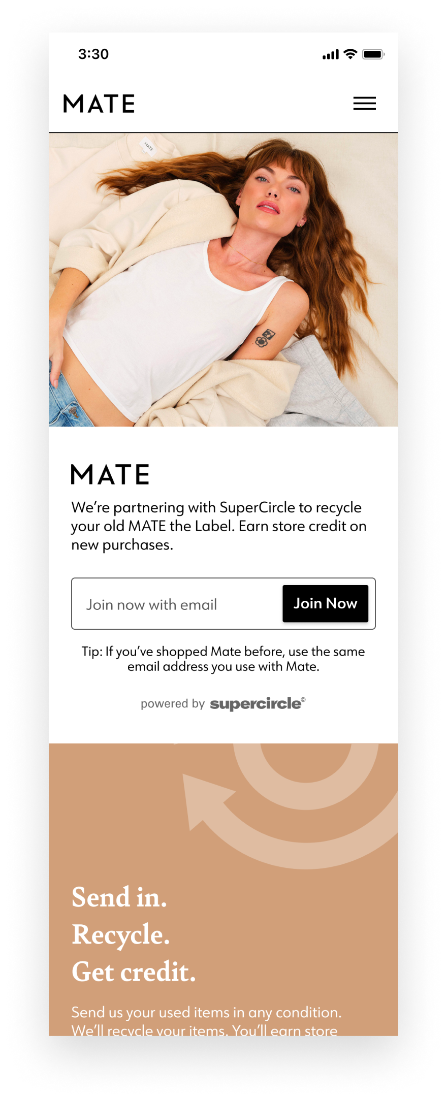 Mate white label recycling experience for customers.