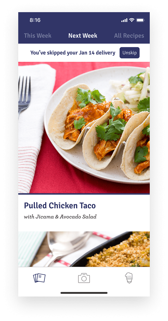 The Blue Apron app allowed users to easily manage their subscription.