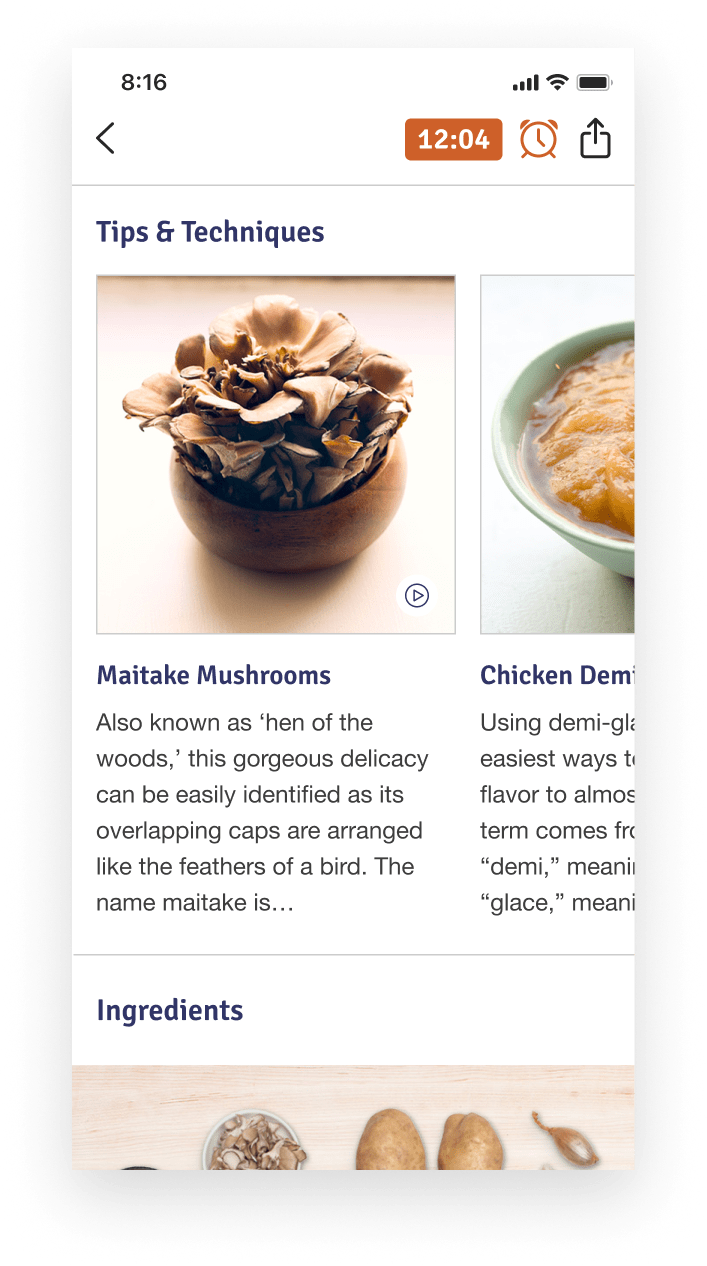 The recipe detail has a timer you can use while cooking the recipe.